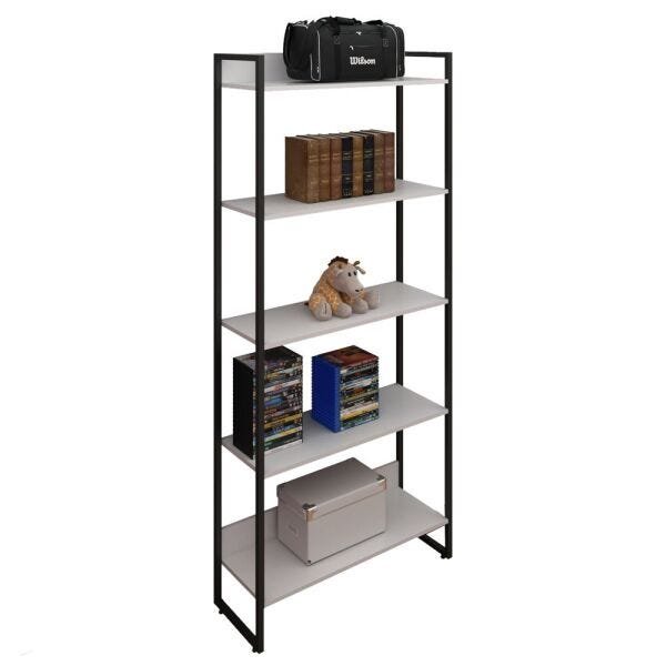 Kit Mesa para Escritório Home Office 90cm com Estante Industrial Soft F01 Branco Fosco - Lyam - 8