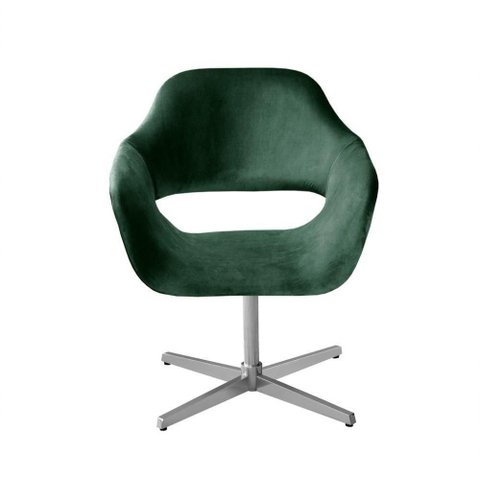 Poltrona Zara Giratória Base Metal Veludo Verde 270 D28 Bella Decor