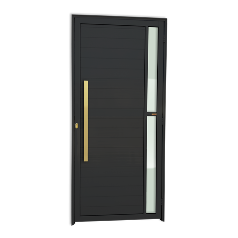 Porta Lambril Visione c/Puxador e. Super Preto Dourado 90 Brimak