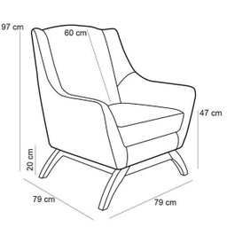 Kit 2 Poltronas Decorativa Fixa Base de Madeira Juliet D02 Veludo Mostarda C-279 - Lyam Decor - 4
