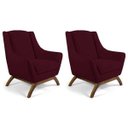 Ver imagem 1 de Kit 2 Poltronas Decorativa Fixa Base de Madeira Juliet D02 Veludo Marsala C-278 - Lyam Decor