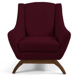 Kit 2 Poltronas Decorativa Fixa Base de Madeira Juliet D02 Veludo Marsala C-278 - Lyam Decor - 3
