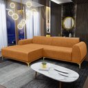 Ver imagem 6 de Sofá 5 Lugares Chaise Esquerdo Sala Molino 350cm D02 Pés D\'ouro Couríssimo Whisky B-90