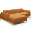 Ver imagem 1 de Sofá 5 Lugares Chaise Esquerdo Sala Molino 350cm D02 Pés D\'ouro Couríssimo Whisky B-90