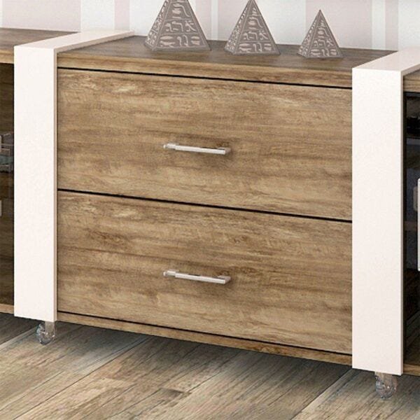 Rack Bancada 2 Portas Refletto Madeira Touch/Off White Brilho - Imcal - 3
