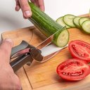 Ver imagem 1 de Tesoura Multifuncional 2 em 1 Clever Cutter Fatiador Multiuso Aço Inoxidável Cozinha Inox