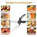 Ver imagem 3 de Tesoura Multifuncional 2 em 1 Clever Cutter Fatiador Multiuso Aço Inoxidável Cozinha Inox