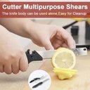 Ver imagem 4 de Tesoura Multifuncional 2 em 1 Clever Cutter Fatiador Multiuso Aço Inoxidável Cozinha Inox