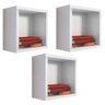 Kit 03 Nichos Cubo Prateleira Decorativo 31x31x15 Parede Mdf - Branco - 1