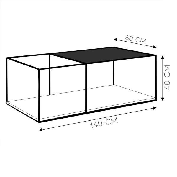 Mesa de Centro Square 140cm Aço Preto/Marfim - Gran Belo - 2