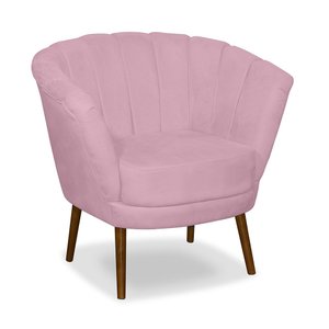 Poltrona Pétala Flor Decorativa Suede Rosa Bebê