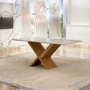 Ver imagem 5 de Mesa de Jantar Aurora 180x90cm Vidro 25mm Cinamomo Off White com Kit 6 Cadeiras Veludo Palha -