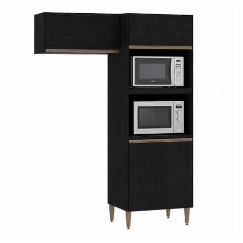 Kit Cozinha Milão Torre Quente e Aéreo Milão Menu Móveis Preto