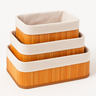 Conjunto de Cesto Organizadores Kit com 3 Tamanhos Pmg de Bambu Forro Removível em Tecido - 1