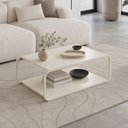 Ver imagem 4 de Kit Mesa de Centro e Mesa Lateral para Sala de Estar Orgânica Industrial Alek A03 Off White - Lyam D