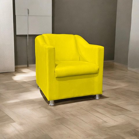 Poltrona Decorativa Tillak Tilla em Suede para Sala de Estar, Consultório e Recepção - Amarelo