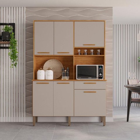 Armário de Cozinha New Siena 6 Portas 1 Gaveta MDF 140cm Sallêto