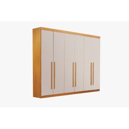 Guarda Roupa Casal Uberaba 6 Portas de Abrir 4 Gavetas:cinamomo / Off White - 2