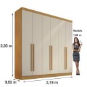Ver imagem 4 de Guarda Roupa Casal Uberaba 6 Portas de Abrir 4 Gavetas:cinamomo / Off White