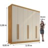 Guarda Roupa Casal Uberaba 6 Portas de Abrir 4 Gavetas:cinamomo / Off White - 4