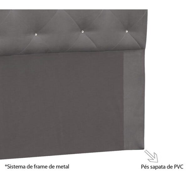 Cabeceira Solteiro 90cm Buona Notte Suede Cinza Com Strass DMonegatto - 3
