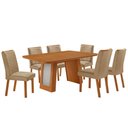 Ver imagem 2 de Mesa de Jantar Carolina 180cm Tp MDF Canto Copo Base Detalhe Off White com 6 Cadeiras Liz