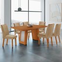 Ver imagem 1 de Mesa de Jantar Carolina 180cm Tp MDF Canto Copo Base Detalhe Off White com 6 Cadeiras Liz