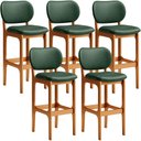 Ver imagem 1 de Kit 5 Banquetas Alta Bar Cozinha Sala Jantar Fixa Betta L02 Imbuia Facto Verde Musgo - Lyam Decor