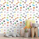 Ver imagem 1 de Papel de Parede Adesivo Pet Shop com Patinhas Coloridas 15m