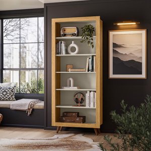 Estante Livreiro Retrô 4430 Qmovi Freijó Off White