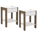 Ver imagem 1 de Kit 02 Mesa de Cabeceira Com Tomada 1 Gaveta AZ1016 Branco Nogal Tecno Mobili