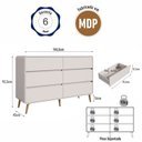 Ver imagem 6 de Cômoda para Quarto 6 Gavetas em MDF e MDP Curve Bege/Dunas