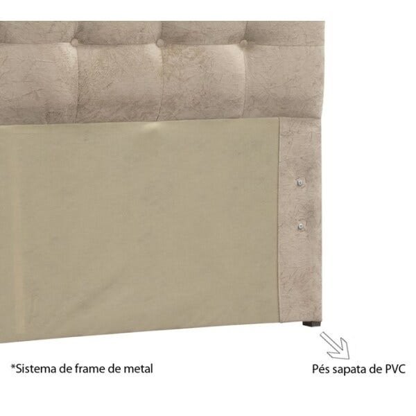 Cabeceira Solteiro 90cm Kuka Suede Amassado Bege Dmonegatto - 3