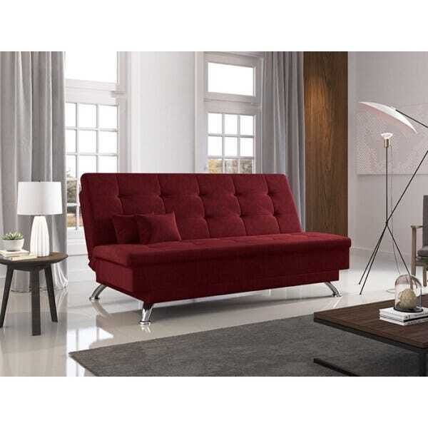 Sofá Cama 3 Lugares Firenze Premium Veludo Vermelho Sb Milani Store - 8