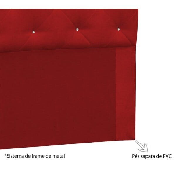 Cabeceira Solteiro 90cm Buona Notte Suede Vermelho Com Strass DMonegatto - 3