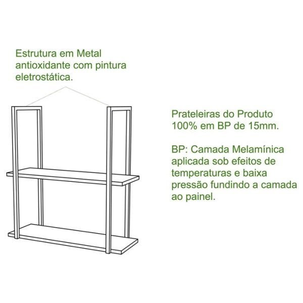 Adega E Prateleira Estilo Industrial Class Demoliçao Preto Milani Store - 6