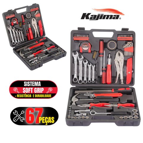 Kit De Ferramentas Kajima JFH67P 67 Peças Sistema Soft Grip Uso Profissional