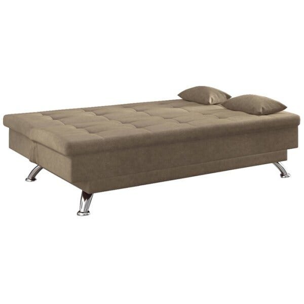 Sofá Cama 3 Lugares Firenze Premium Veludo Marrom Claro Sb Milani Store - 3