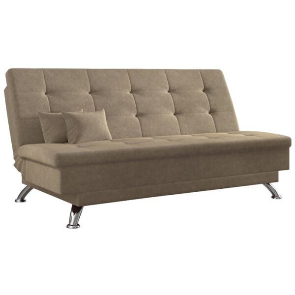 Sofá Cama 3 Lugares Firenze Premium Veludo Marrom Claro Sb Milani Store - 1