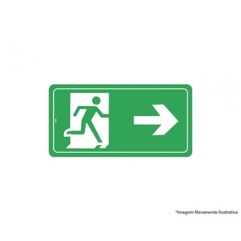Placa Sinal.Fotoluminescentes Rota Fuga Direita 14,5X24,5Cm