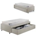 Ver imagem 1 de Base Box Cama Solteirão Sapateira Courino Linho Areia e Colchão Hanover Inducol 96x203
