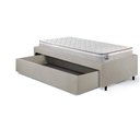 Ver mais imagens de Base Box Cama Solteirão Sapateira Courino Linho Areia e Colchão Hanover Inducol 96x203