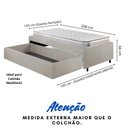 Ver imagem 5 de Base Box Cama Solteirão Sapateira Courino Linho Areia e Colchão Hanover Inducol 96x203