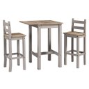 Ver imagem 2 de Mesa Alta Dobrável e 2 Banquetas de Madeira Maciça Cinza Lavado