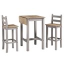 Ver imagem 1 de Mesa Alta Dobrável e 2 Banquetas de Madeira Maciça Cinza Lavado