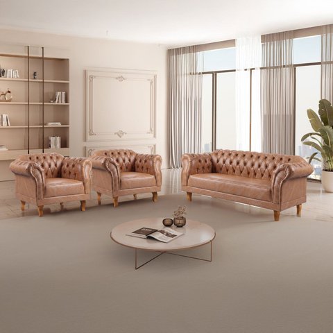 Conjunto 1 Sofá e 2 Poltronas Chesterfield Duque