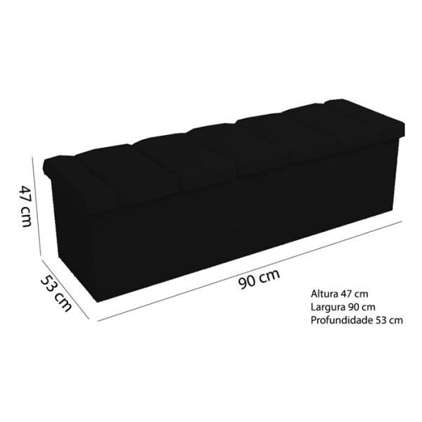 Calçadeira Bau Solteiro Kiara 90cm Corano Preto Casah - 2
