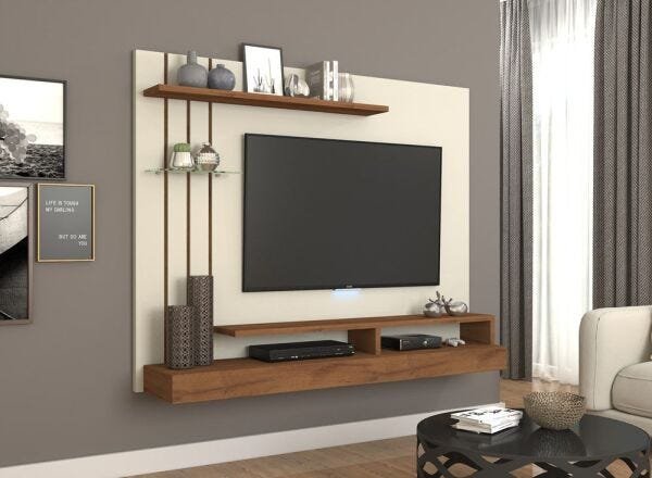 Painel TV 47 Polegadas Valência Permobili - Off White/Savana - 1