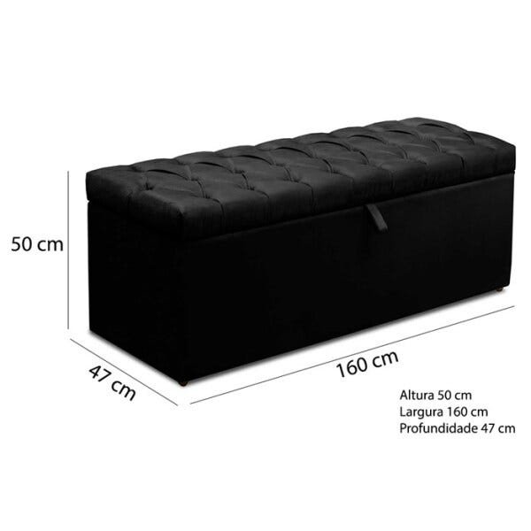 Cabeceira Paris E Calçadeira Italia Queen 160CM Animale Preto Casah - 2