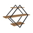 Ver imagem 6 de Nicho de Parede Multifuncional com 3 Prateleiras 100 Cm Cor:preto com Mel